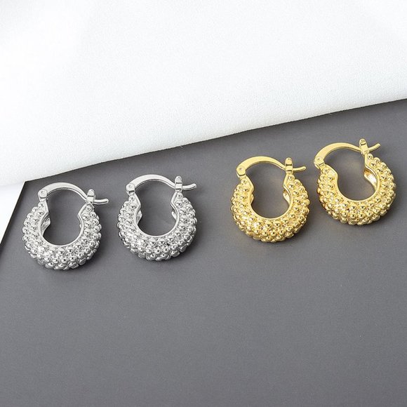 *NEW 925 Sterling Silver Textured Hoop Earrings A - Picture 2 of 5